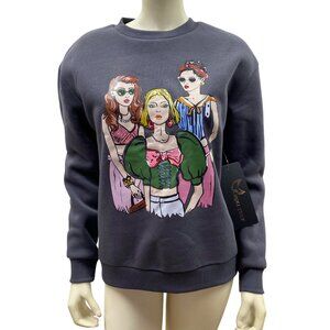 Angel Cult Gray Graphic Pring Crew Neck Sweatshirts Md‎ NWT